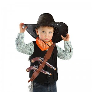 Click Action Pistols Western Cowboy Gun Toy Set with shoulder strap，Cow boy Costume for Boys