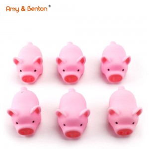 6 PCS mini Rubber Pig Baby Bath Toys Pink Rubber Screaming Sound Piggie Party Favors for Kids