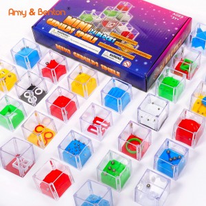 Mini Cube Brain Teaser Puzzle Box Party Favor Set ，Mini Puzzles Bead Maze Ball Party Favors for Kids Ideas Stocking Stuffers for Teens and Adults