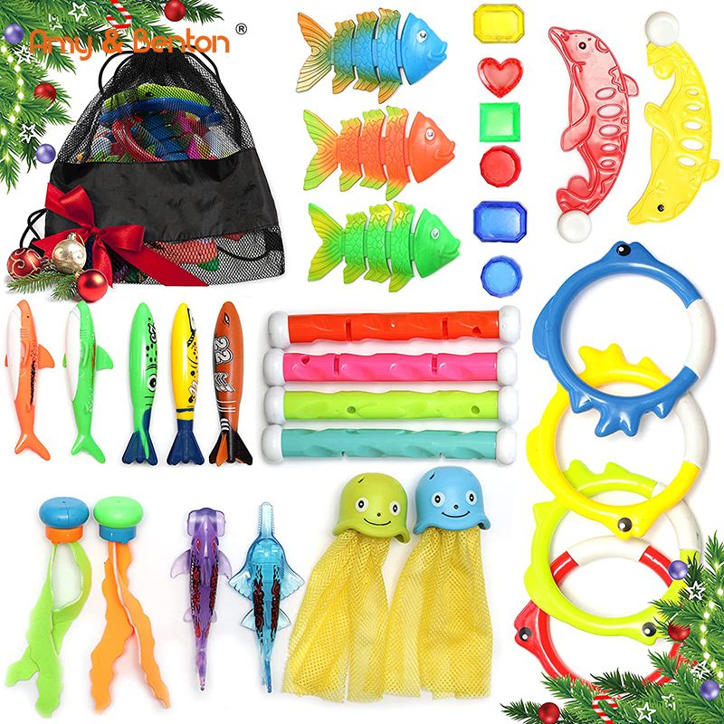 30 PACK Summer Diving Toys, Swimming Pool Toys for Kids，Water Toys with a Storage Net Bag Featured Image