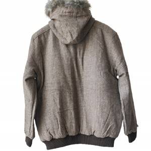 The herringbone wool padded jacket with hood for man