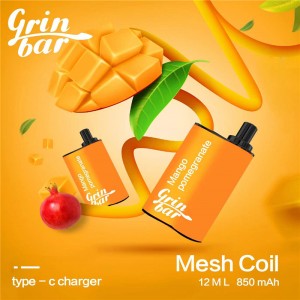 2022 hot sale grin bar 6000 puffs vape box disposable mesh coil rechargeable