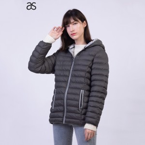 Women’s light weight Fake down Puffer Winter Outwear Quilted Hooded Girls Jacket Coat