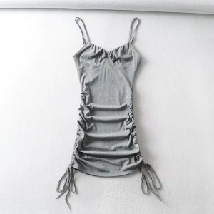Wholesale China Causal Womens Manufacturers Suppliers - Women Rib-knit Braided Cinched Ruched Slinky Bustier Dress  – Annecy Studio