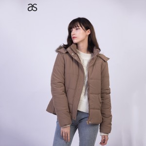 Wholesale China Full Length Trench Coat Quotes Pricelist - Women’s  Woven Cotton Padded Winter Outwear Quilted Fake Fur Hooded Jacket   – Annecy Studio