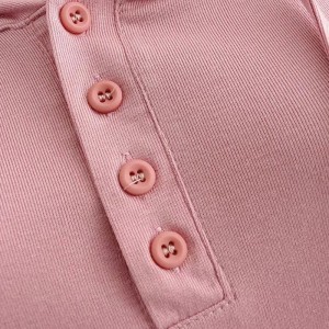 Women Drop Shoulder Solid Button Front T-shirt