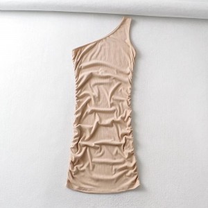 Women Ribbed One Shoulder Slinky Dress