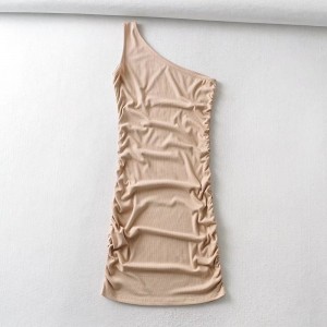 Women Ribbed One Shoulder Slinky Dress