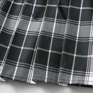 Women Plaid Pleated A Line Mini Skirt