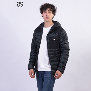 Fashion Print Men’s woven padded Outwear Quilted Casual Jacket with Hood