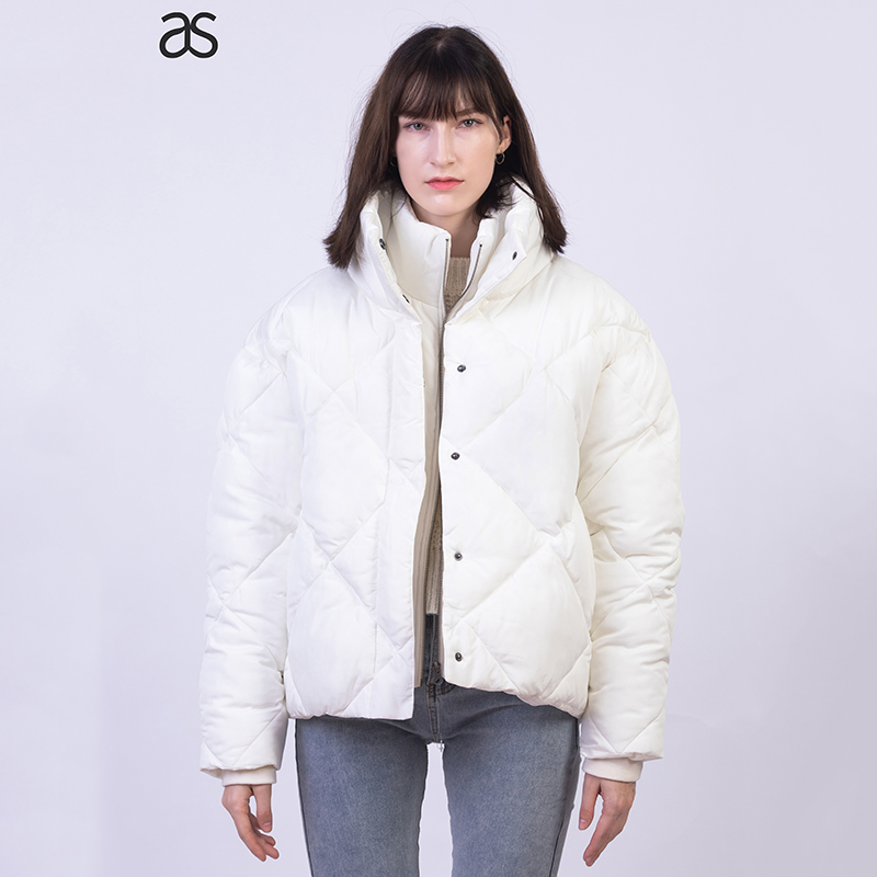 Urban fashion fake down Winter Outwear Quilted windproof puffer Jacket for Women Featured Image
