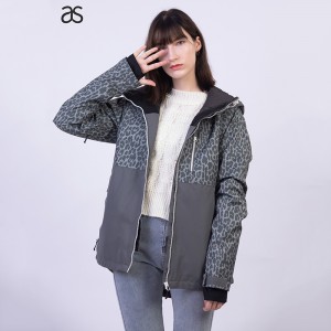 Wholesale China Long Padded Waterproof Coat Factories Pricelist - Women’s Waterproof Full zip Jackets outdoor hooded girls print coat  – Annecy Studio