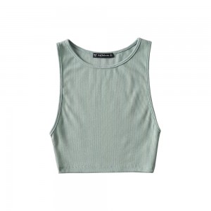Women Ribbed Fitted Crop Tank Top