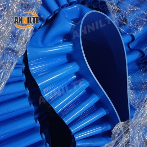 Annilte pu blue conveyor belt with corrugated sidewall and cleat