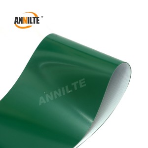 იყიდება Annilte Manufacturers მწვანე პვკ კონვეიერის გლუვი ბრტყელი კონვეიერის ქამარი