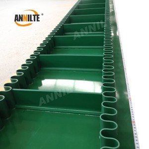 Annilte green pvc corrugated sidewall conveyor belt add baffle