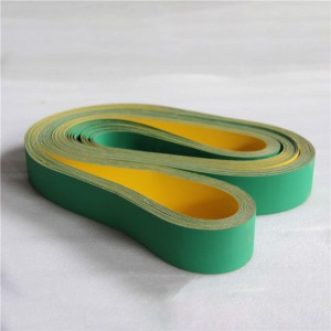 China Gold Supplier for Annilte Cheap Price 1.8mm Thickness Green Yellow Nylon Rubber Sandwich Flat Base Transmission Belt for Textile Machinery Transmission