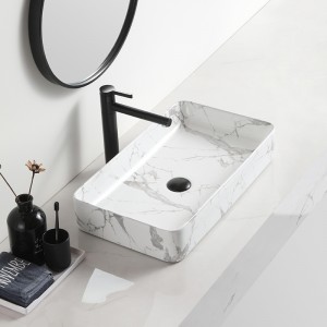 Hot Selling for Brass Basin Faucet - Elegant Black Bathroom Sink Decorative Lavabo salle bain Matt Ceramic Table Top Washbasin Marble Hotel Art Basins – Anyi