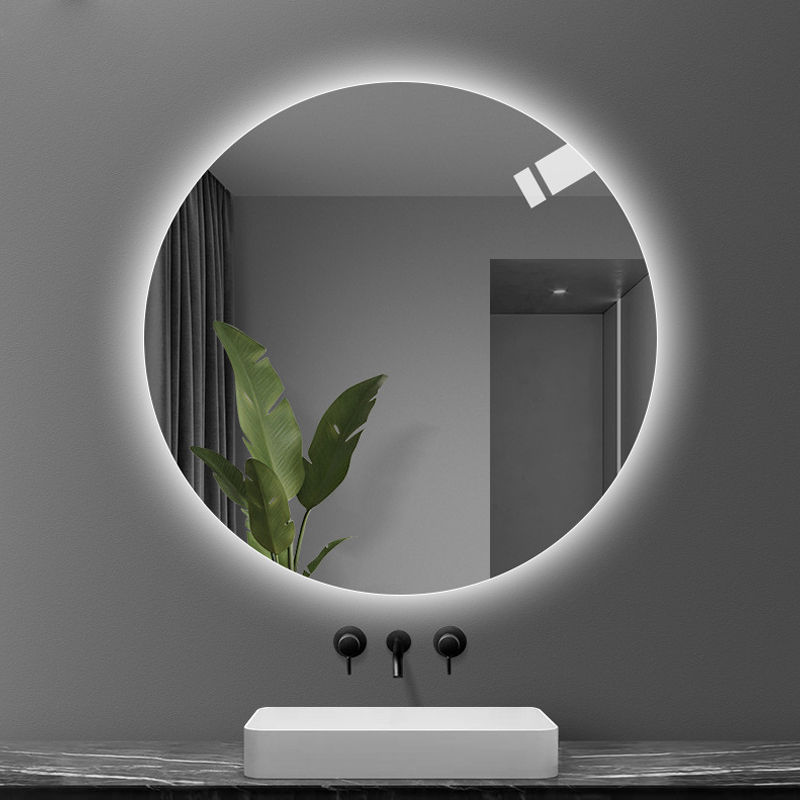 Moon Round Framed Wall Mounted Decorative Bluetooth Bathroom Intelligent Smart Vanity Mirror With Led Light