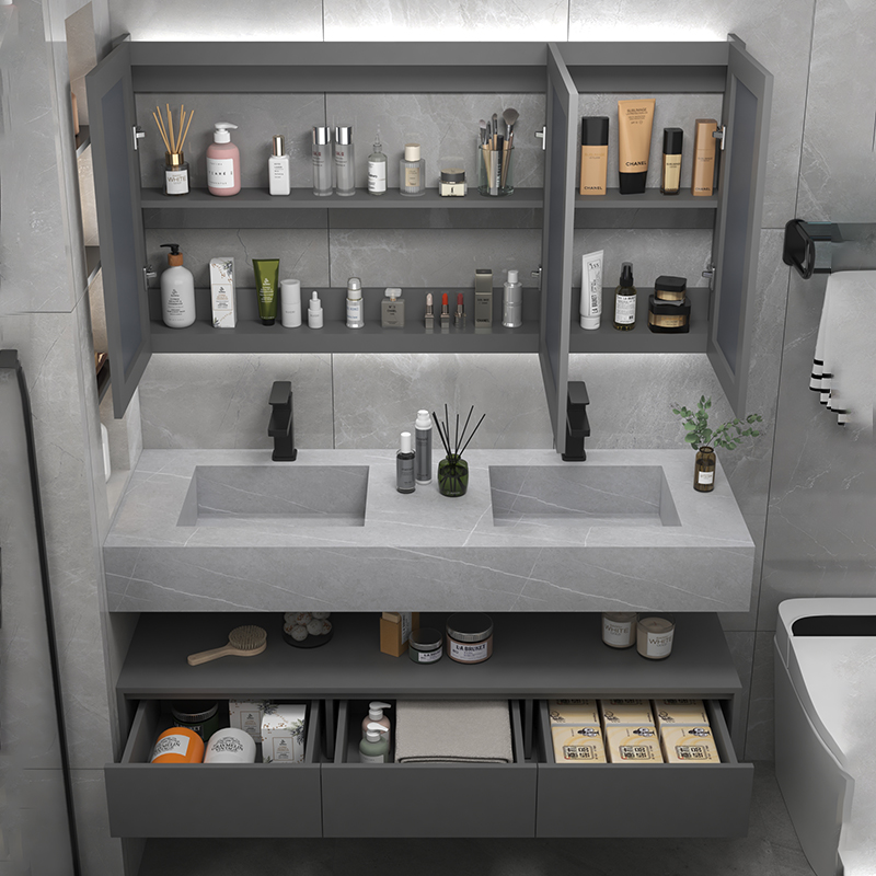 Floor Standing Bathroom Vanity Cabinet With Mirror and Sink