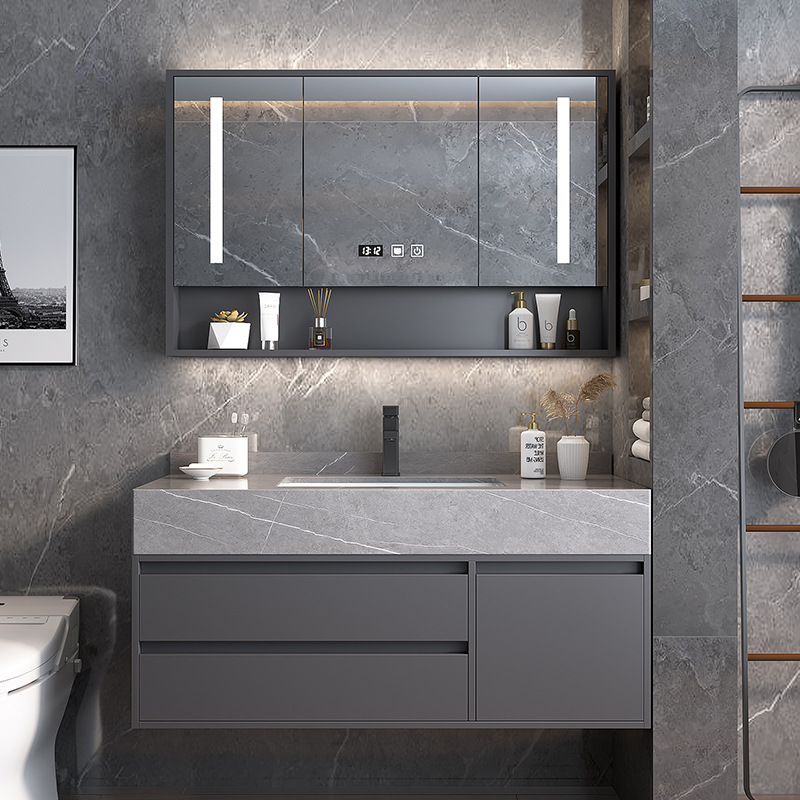 Custom European Style Bathroom Vanity Floating Mobili Bagno Waterproof Wall Hung Bathroom Mirror Cabinet