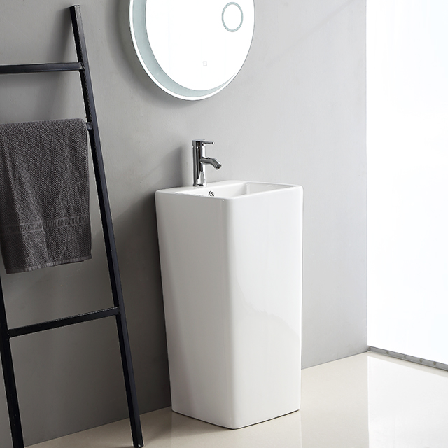 2023 Hot Sales Handmade Pedestal Bathroom Sinks Ceramic Indoor Freestanding Basin