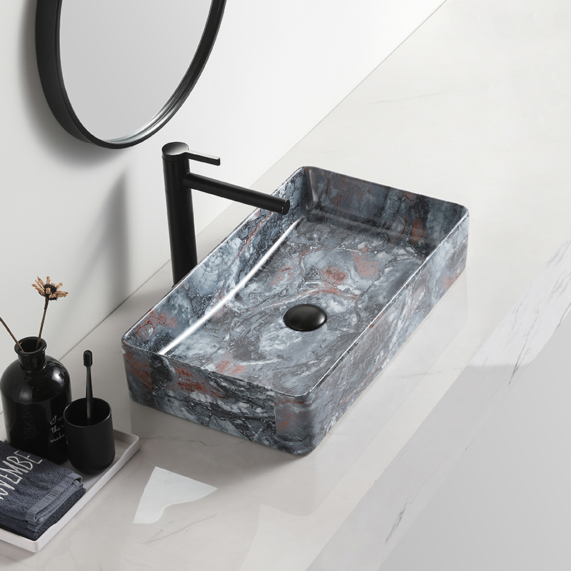Ceramic table top prostokatna bathroom counter basin art washing basin marble sink mounted basin