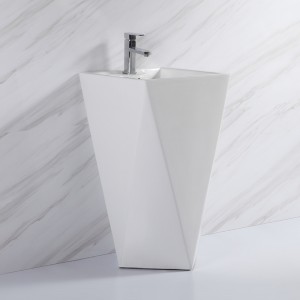 Chinese Professional Toilete Basin - Luxury Modern Freestanding Glossy White Art Ceramic Deep Height Hand Wash Basin Sink With Good Price – Anyi