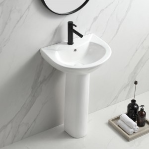 2022 China New Design Gold Basin - Marble Design Round Pedestal Sink Ceramic Modern Fancy Wash Basin Vasque Hotel Colonne Freestanding Sink – Anyi