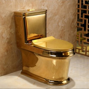 China Cheap price Sanitari Wc - Porcelain gold and white plated wc toilet sanitary wares bathroom luxury toilet bowl inodoros – Anyi