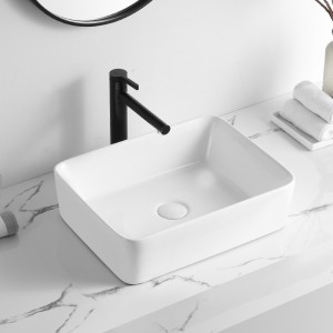 Factory wholesale Basin Faucet - White Ceramic Rectangular Vessel Hotel Bathroom Sink – Anyi