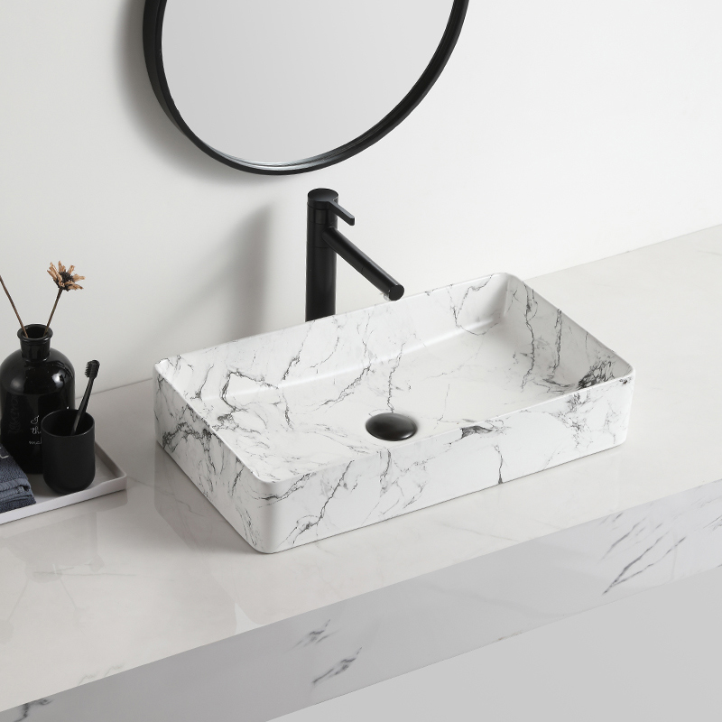 Wholesale Price Bath Taps - Decal ceramic basin Hot product ceramic vessel sink bathroom cabinet basin – Anyi
