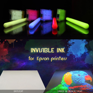 Epson сиялы принтерге арналған көрінбейтін ультракүлгін сиялар, ультракүлгін сәуле астында флуоресцентті