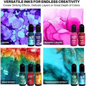 24 Botelya Vibrant Color Alcohol-Based Ink Alcohol Paint Pigment Resin Ink para sa Resin Crafts Tumblers Acrylic Fluid Art Painting