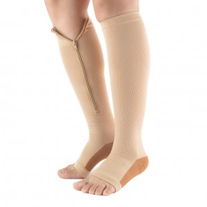 compression socks,Custom logo copper medical toeless knee high side zipper compression socks for women men