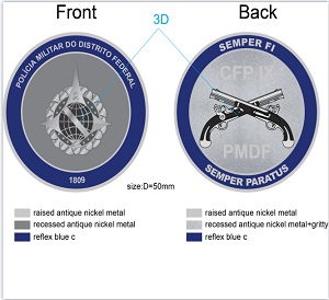 Eine doppelseitige benutzerdefinierte Challenge-Münze der Policia Militar Police!
