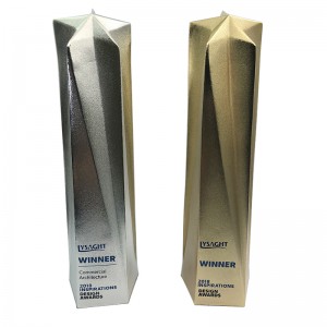 Trofeo corporativo de prata ouro de metal premium personalizado