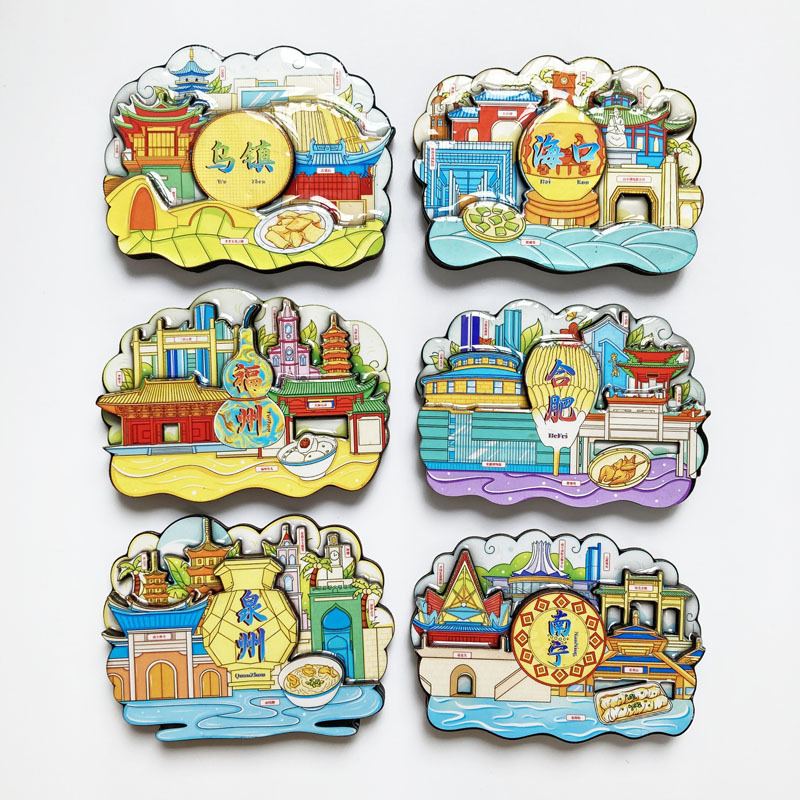 Printed Colourful Tourist Fridge Magnets Souvenirs nrog Epoxy Dome