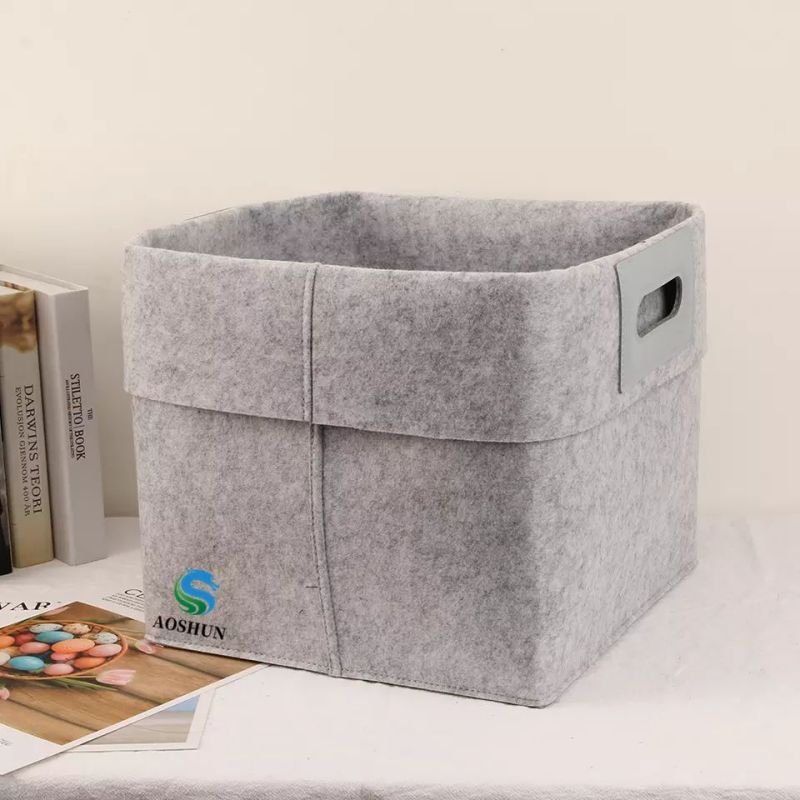 Modern Felt Storage Basket / Minimalist na kulay abong Foldable Storage Box