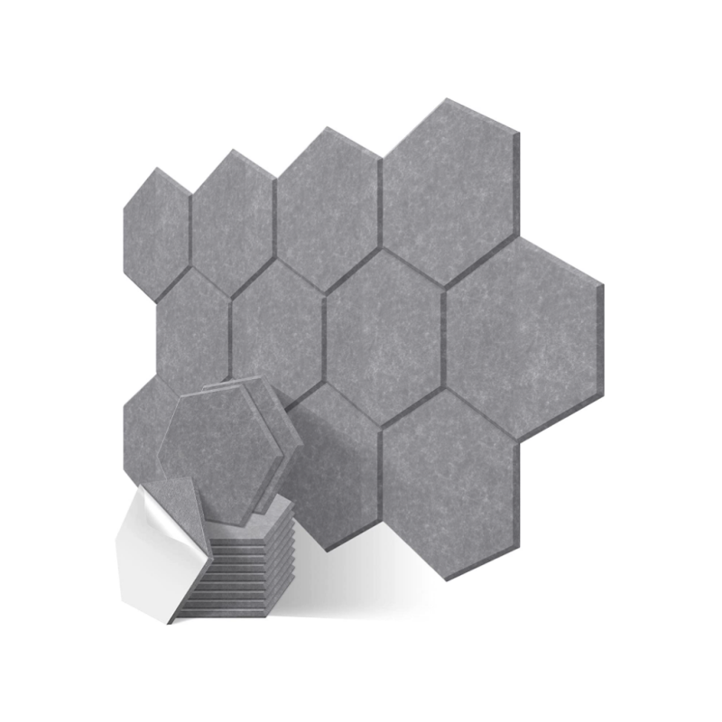 စက်ရုံကွက် Hexagon Acoustic Panels Beveled Edge Sound Proof Foam Panels Self-adhesive
