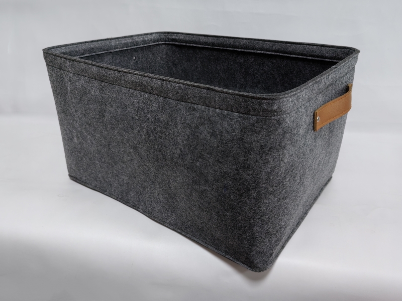 Felt cloth or non woven clothes storage box toy clothing felt storage basket with leather handle