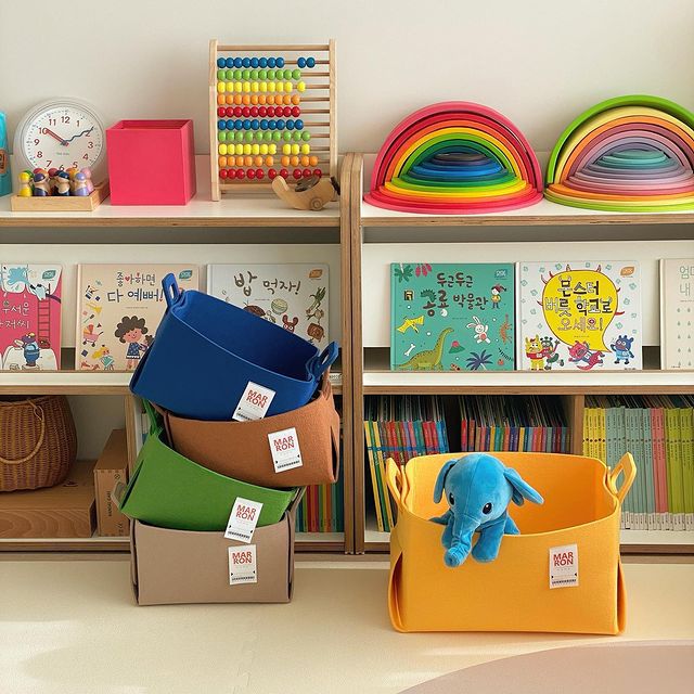 Taas nga kalidad nga Soft Felt Non-Woven Fabric Foldable Storage Basket Colorful Storage Boxes With Handles