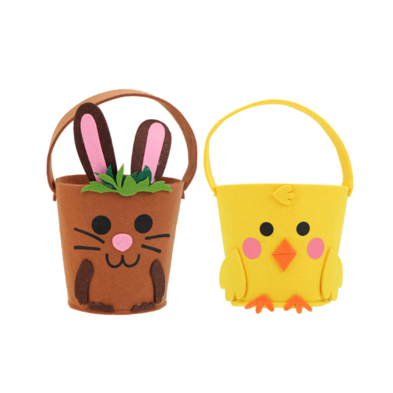 Δώρο Πασχαλινό Καλάθι Μοτίβο τσόχα Chick Holiday Kid Ζώο Δώρα Κουβάδες Bunny Rabbit bag