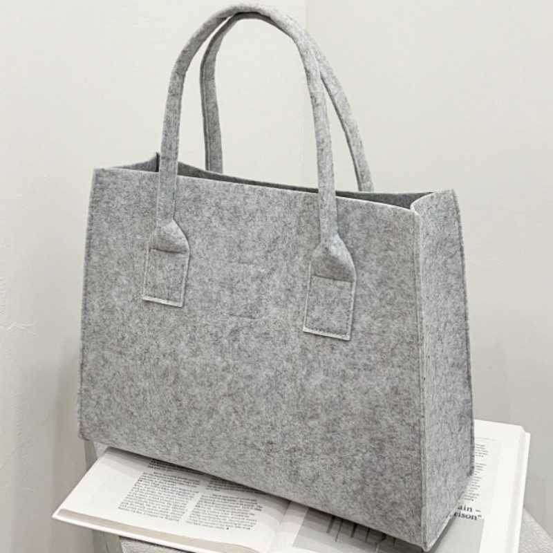 Solid color non-woven handbag reusable eco-friendly hand made felt tote bag