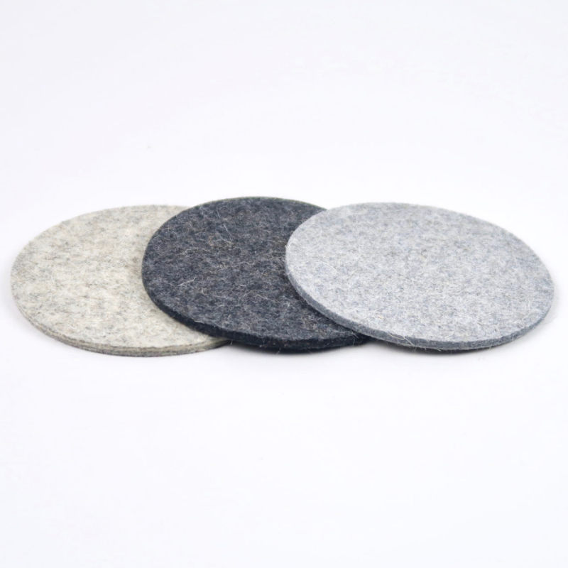 Round Grey Felt Coasters Glass Coasters Dining Table Protector Pad Heat Resistant Cup Mat