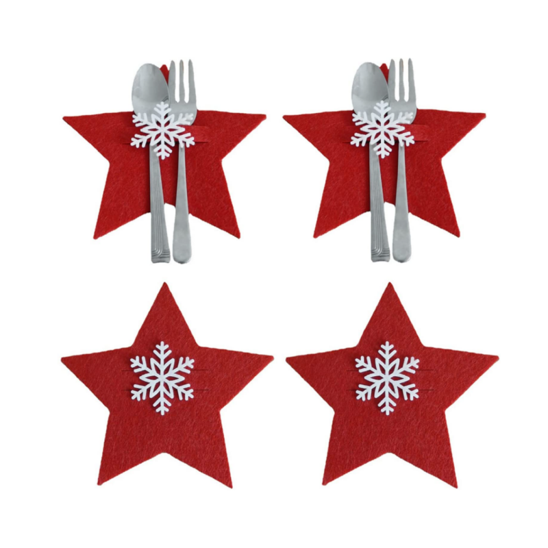 4Pcs Christmas Felt Bestek Holder, Christmas Tableware Holders Messen Forks Bag