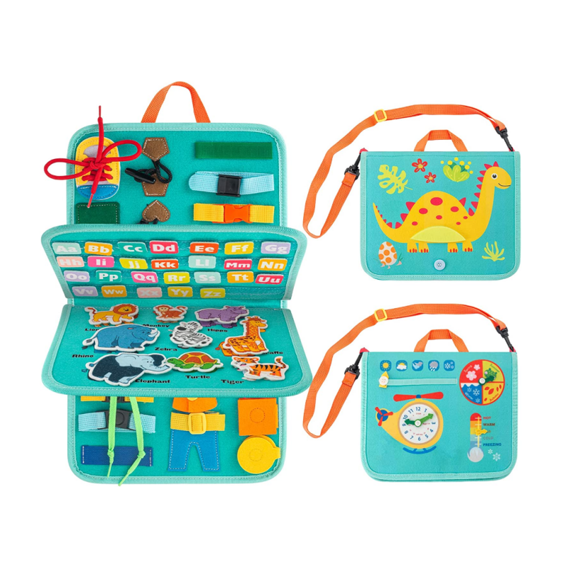 Montessori Books – Busy Board – Érzékszervi játékok 3-4 éves gyerekeknek, Utazási játékok kisgyermekeknek