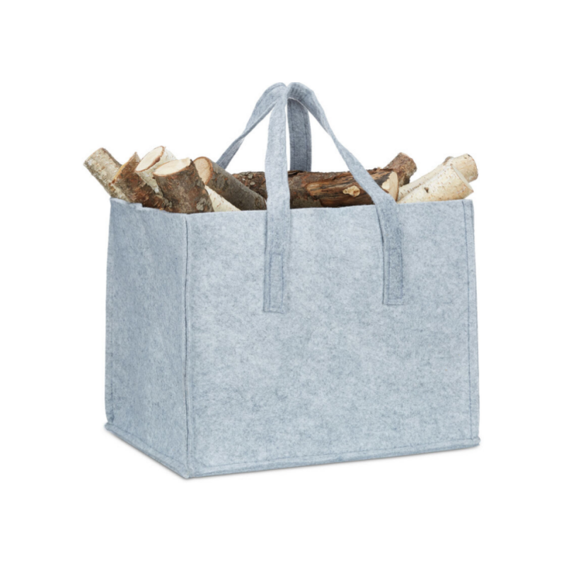 Πτυσσόμενη τσάντα Sustainable Felt Καυσόξυλα με 2 Λαβές, Θήκη για Εφημερίδες, Γκρι
