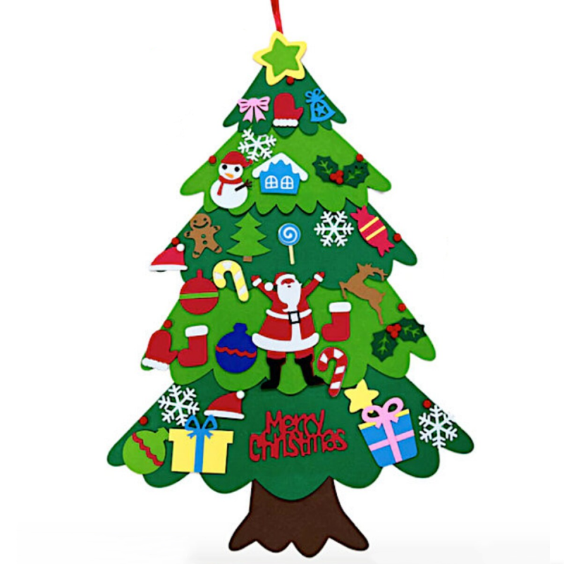 DIY Felt Christmas Tree For Kids Felt Toddler Christmas Toy With String Lights Creative Christmas Gift