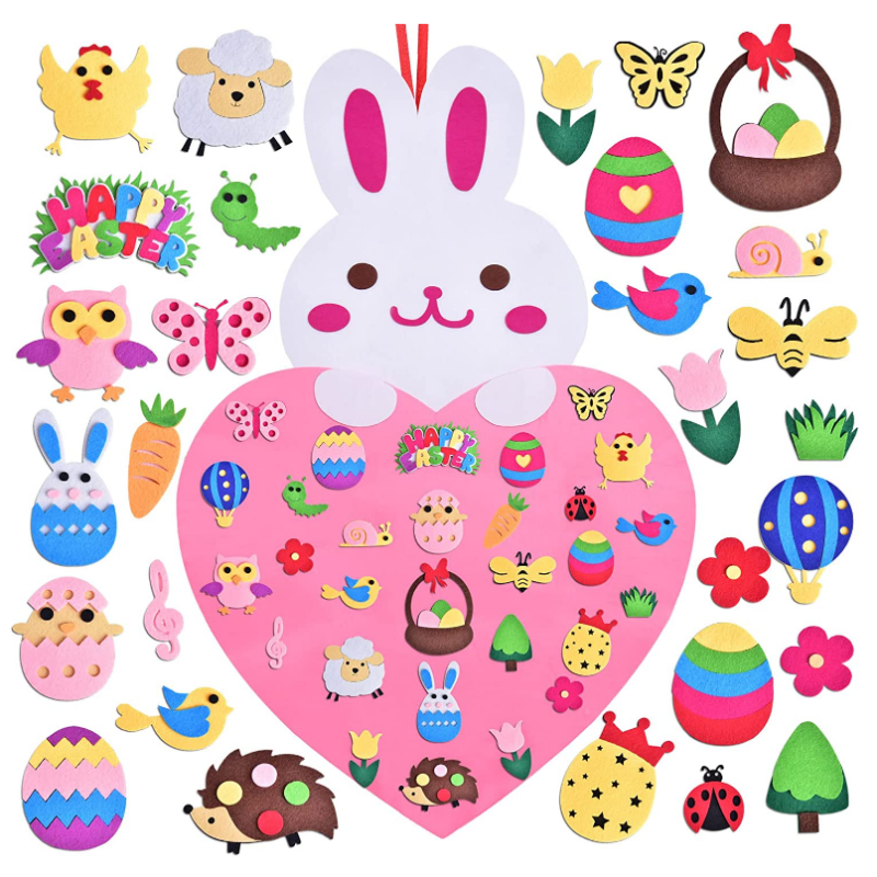 Easter DIY Rabbit Crafts Ornaments with 29pcs Hanging Kit for Kids